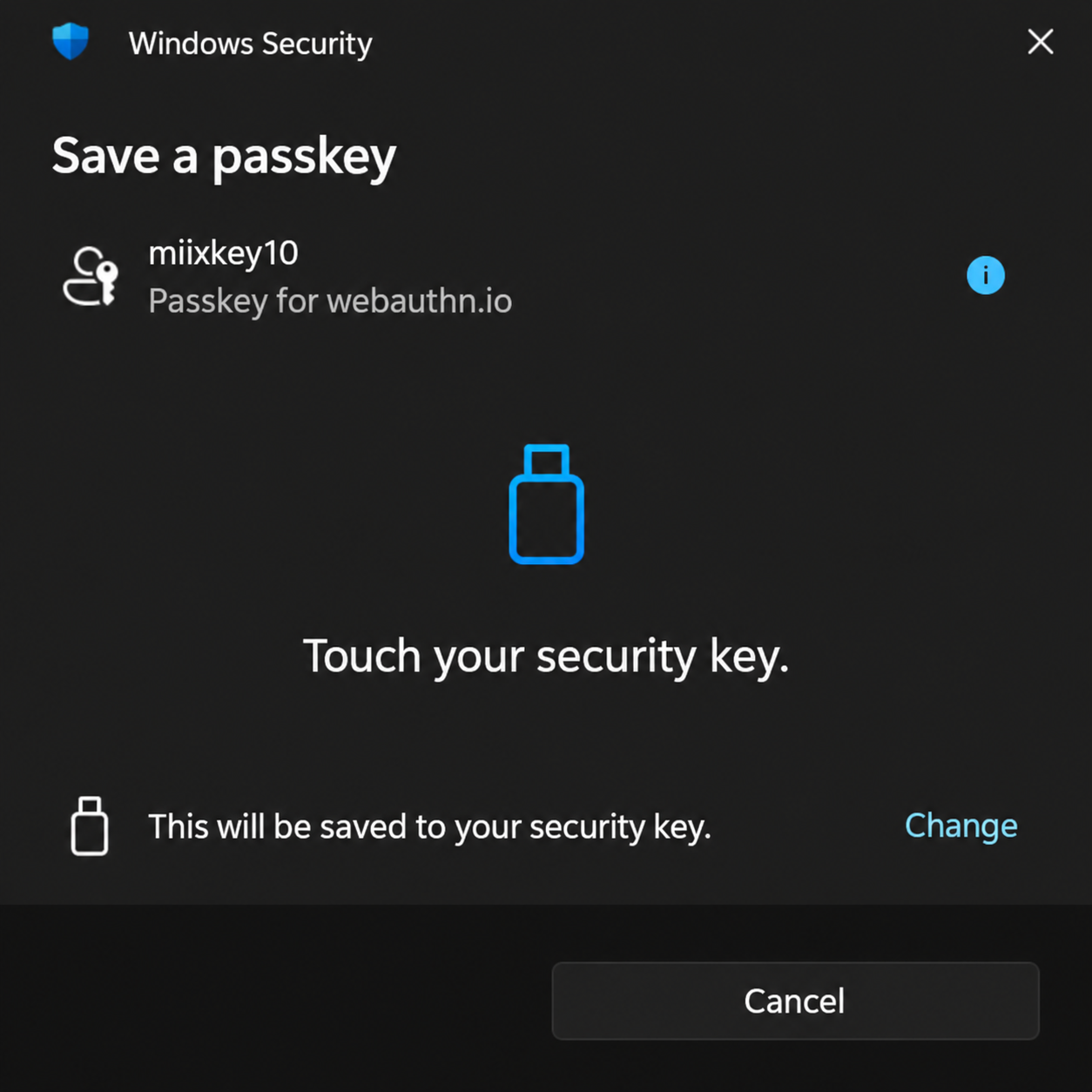 Figure 4. Windows is waiting for physical confirmation.