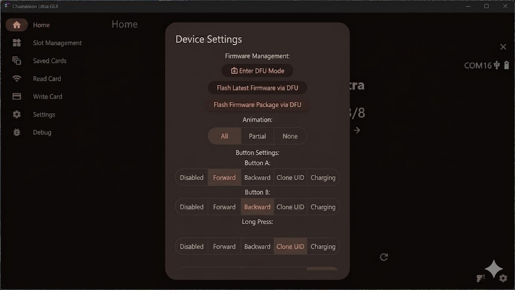 Device Settings Dialog